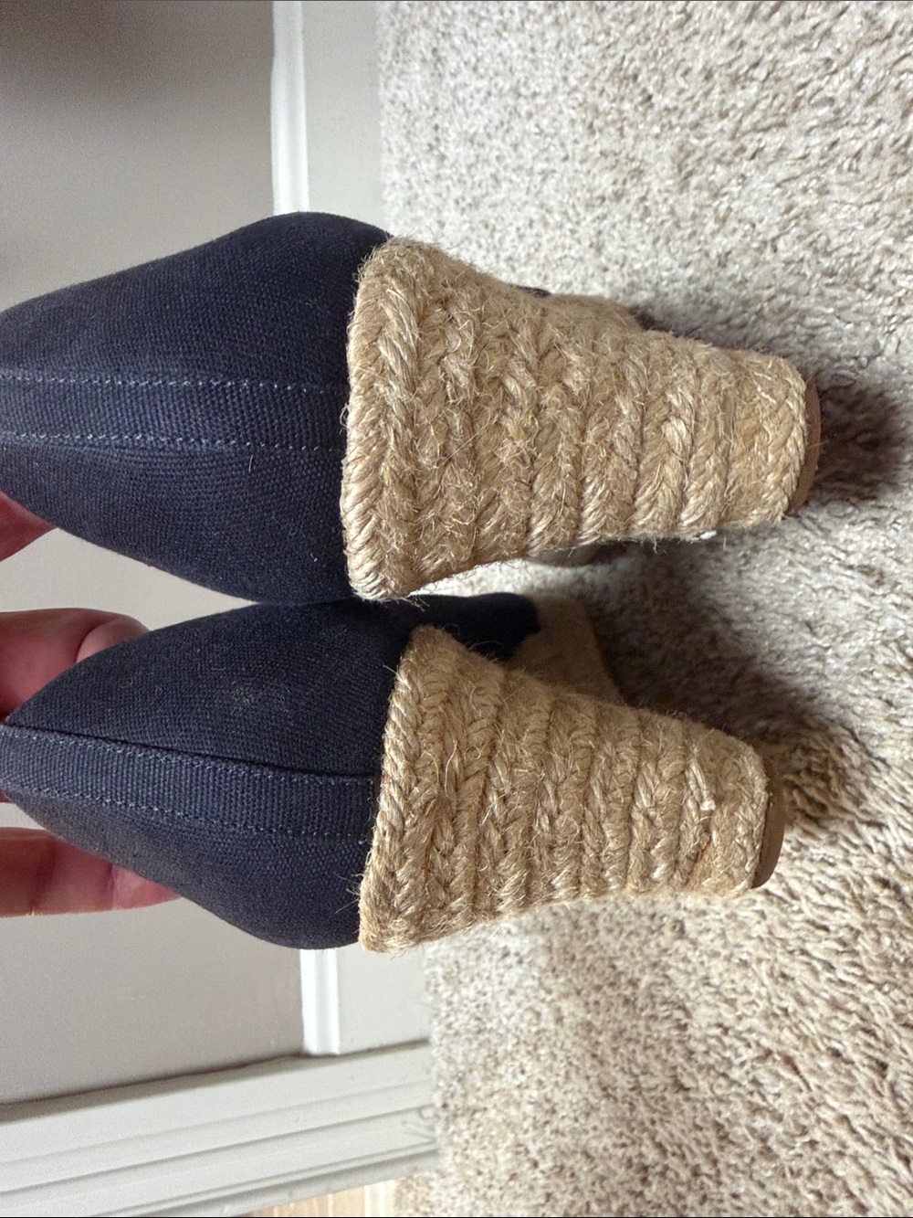 J. Crew Navy Espadrille Wedge Pumps with Jute Platform - Picture 5 of 6